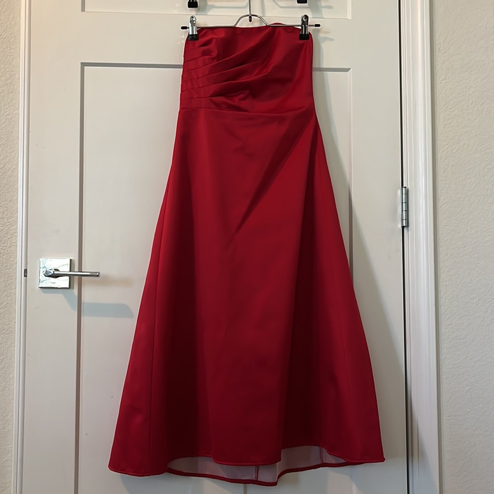 Strapless red satin dress (size 2)
